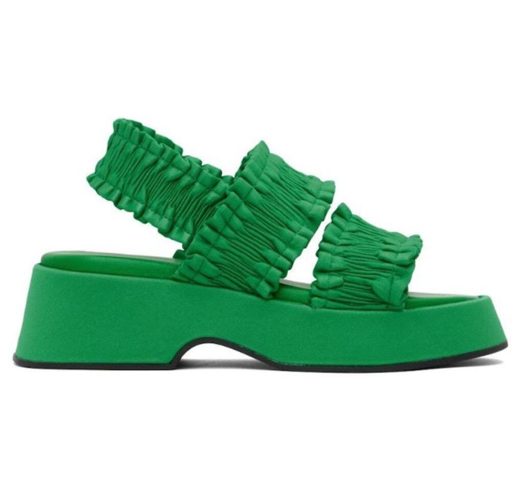 GANNI - Green Smock Platform Sandals - Size 11